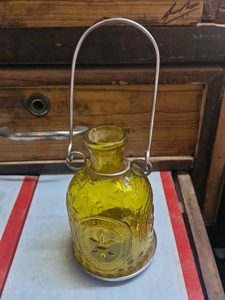 Yellow Glass Candle Lantern