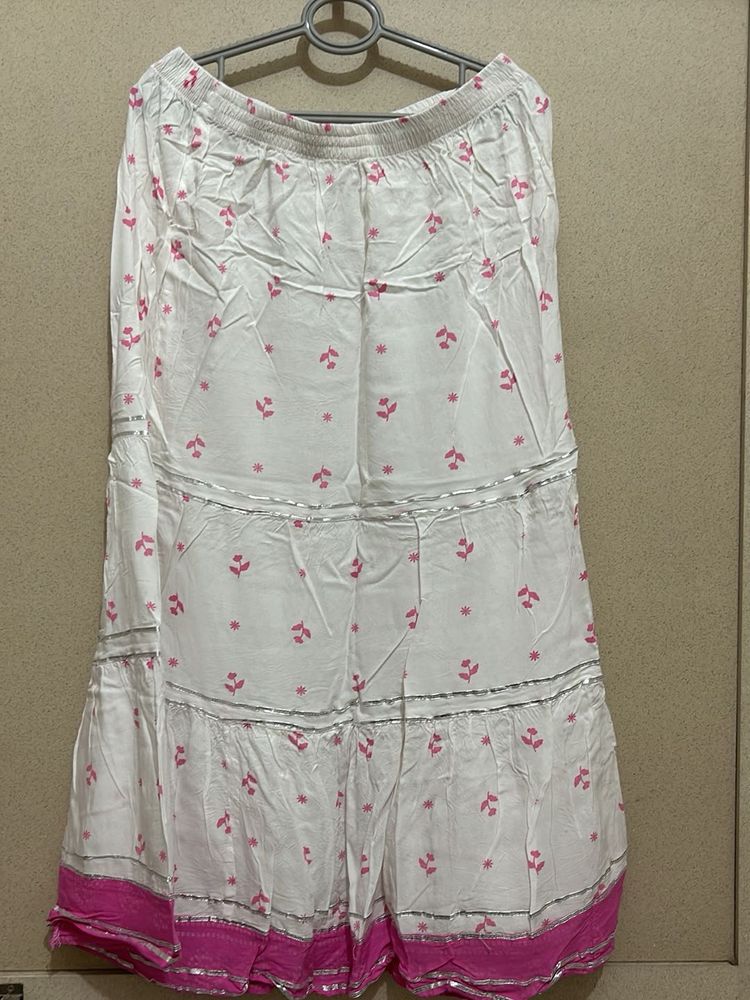 Pink Floral Ethnic Skirt