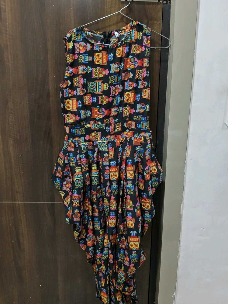 Fun Owl Print Casual Dress