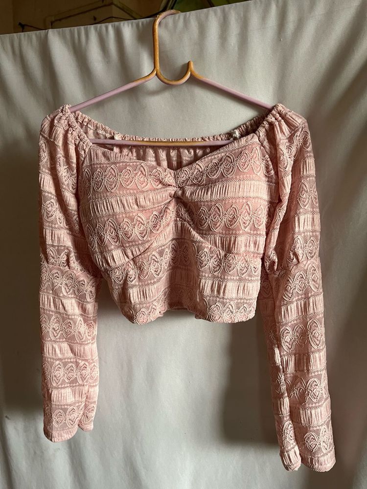 Pink Lace Crop Top