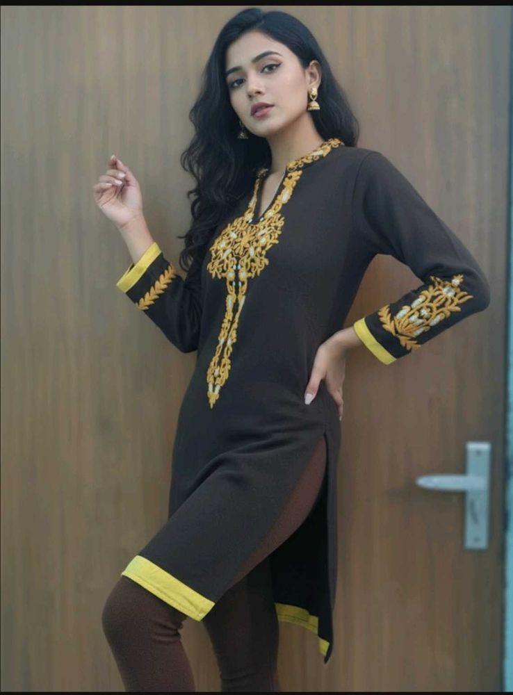 Woolen Brown Kurta Set