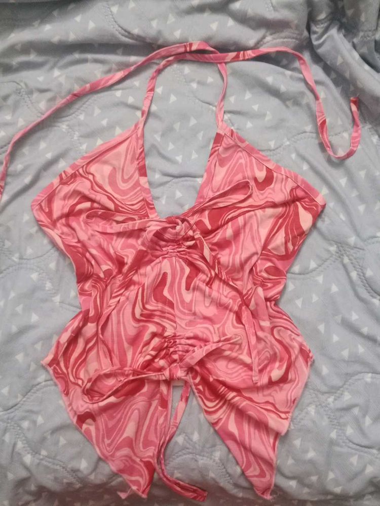 Pink Swirl Halter Top