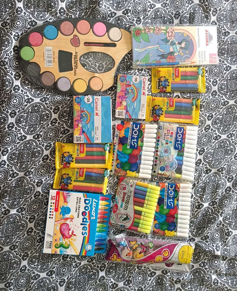 Combo Of Drawing Book &amp; Different Colours
