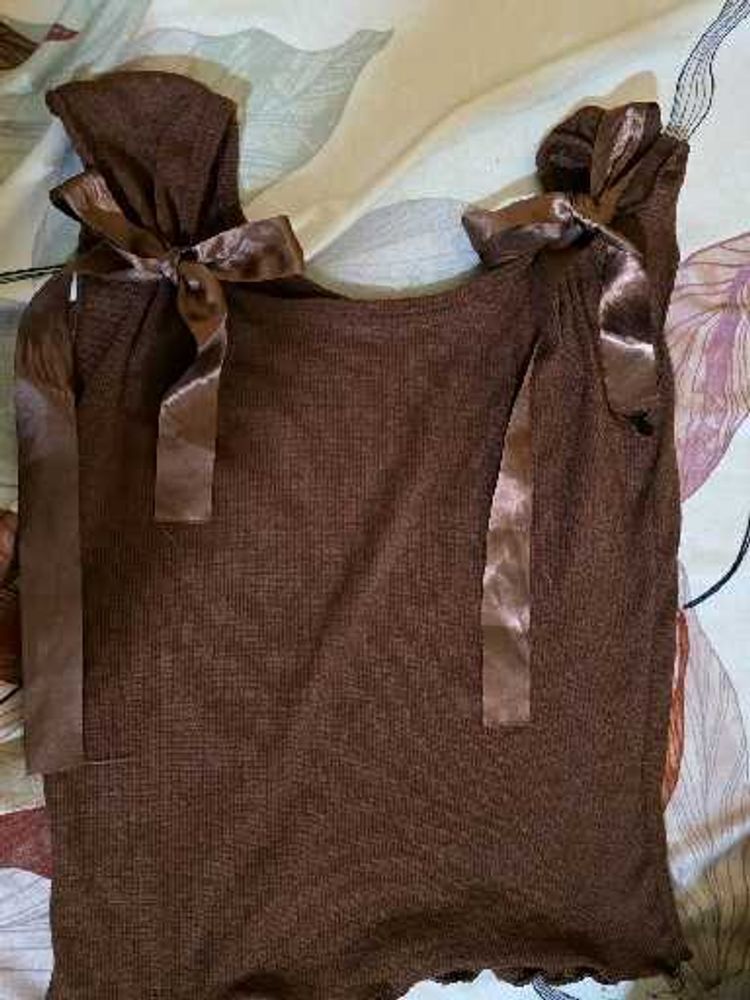 Brown Tie-Strap Top