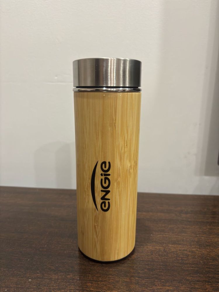 Steel Water Bottle With Wood Finish