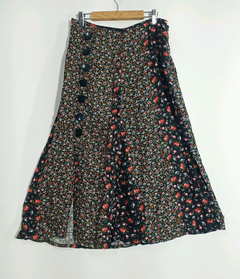 Max Black Floral Printed Women&#39;s Skirt