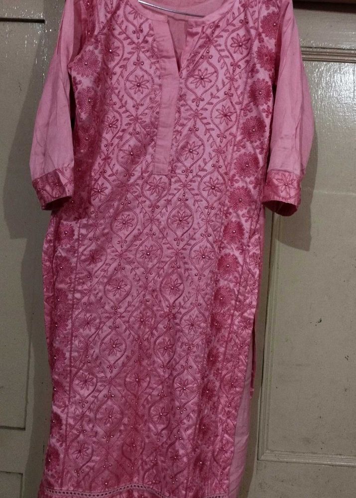 Pink Embroidered Kurta