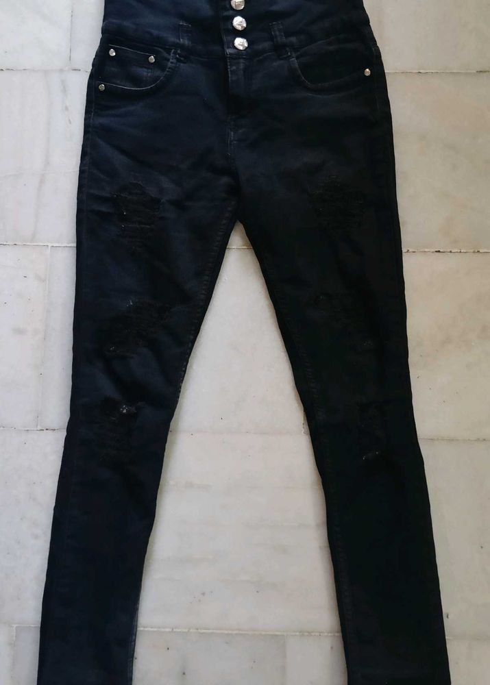 Distressed Black Jeans