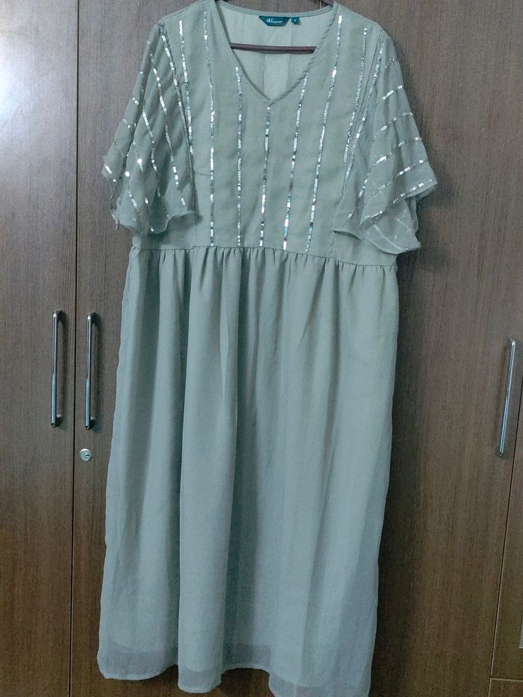 Plus Size Grey Colour Party Dress