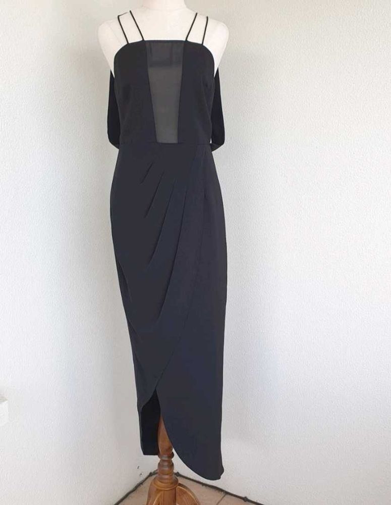 Black Sheer-Panel Cocktail Dress