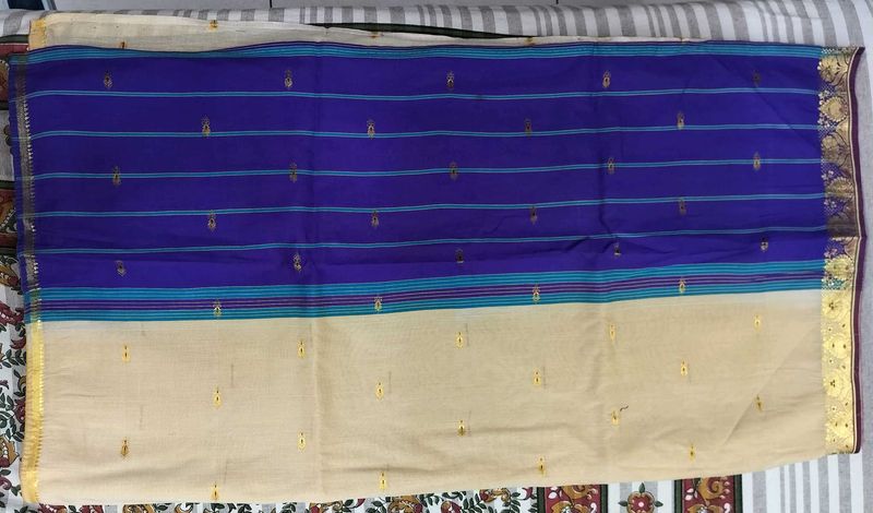 Elegant purple &amp; cream Saree