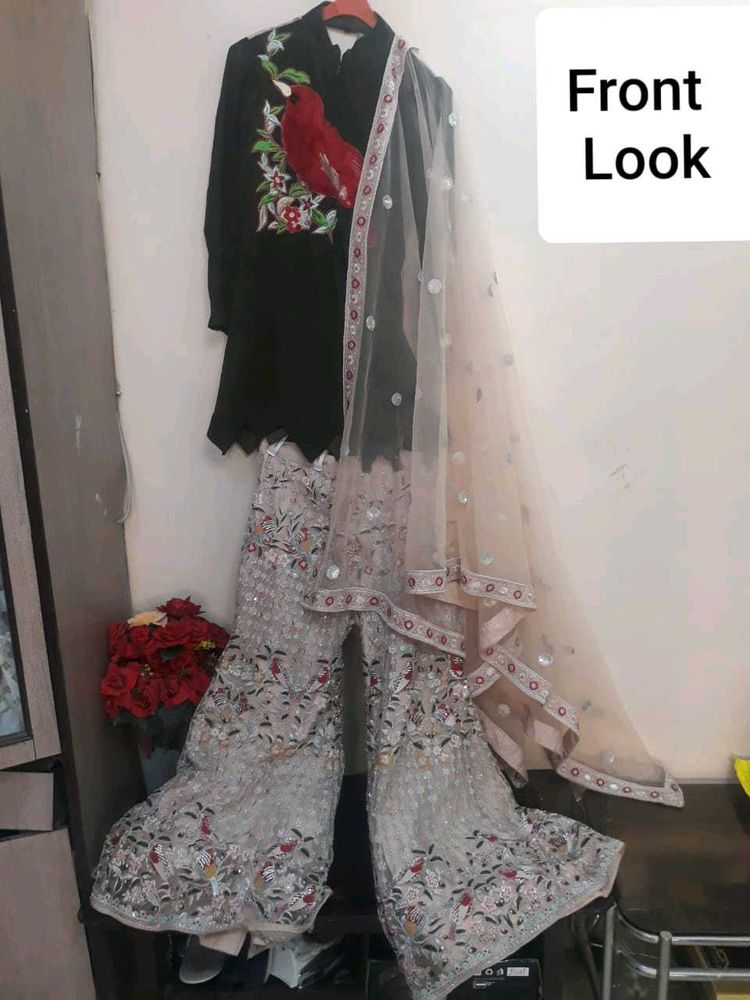 Handwork Peplum Gharara Pant Set