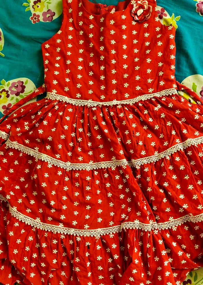 Red &amp; White Floral Dress