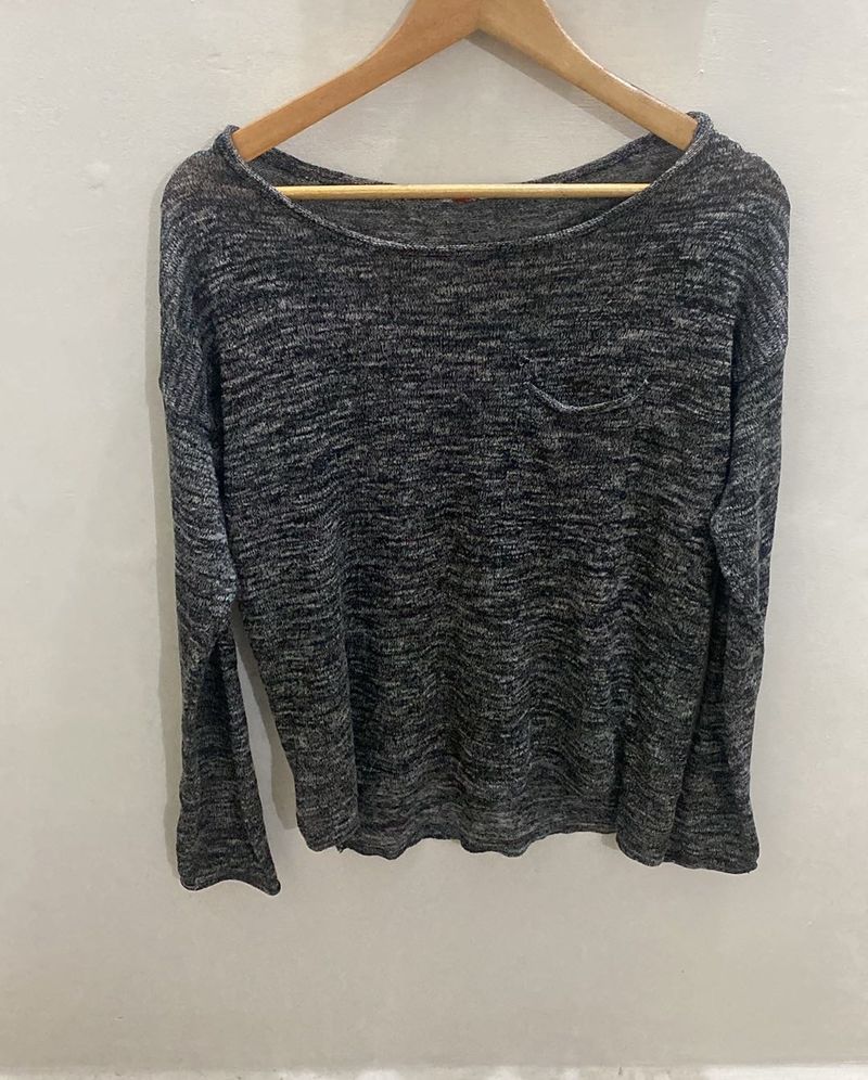 Gray Long Sleeve Top