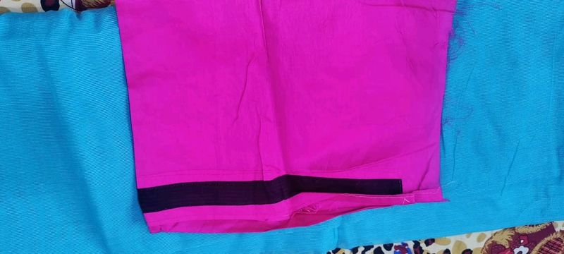 Blue color tissue cotton border lace saree