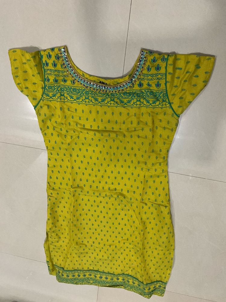 Yellow Embroidered Kurta