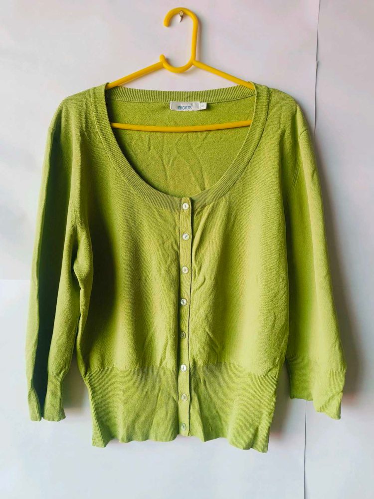 lime green vintage pinteresty button-up cardigan