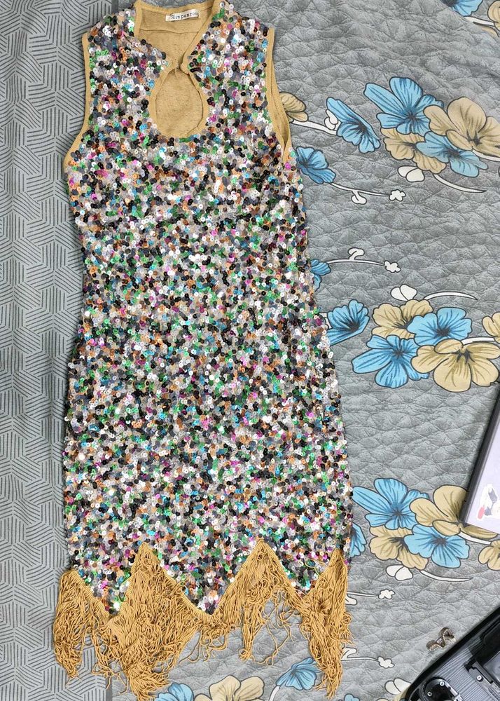 Women Sequin Fringe Party Dress