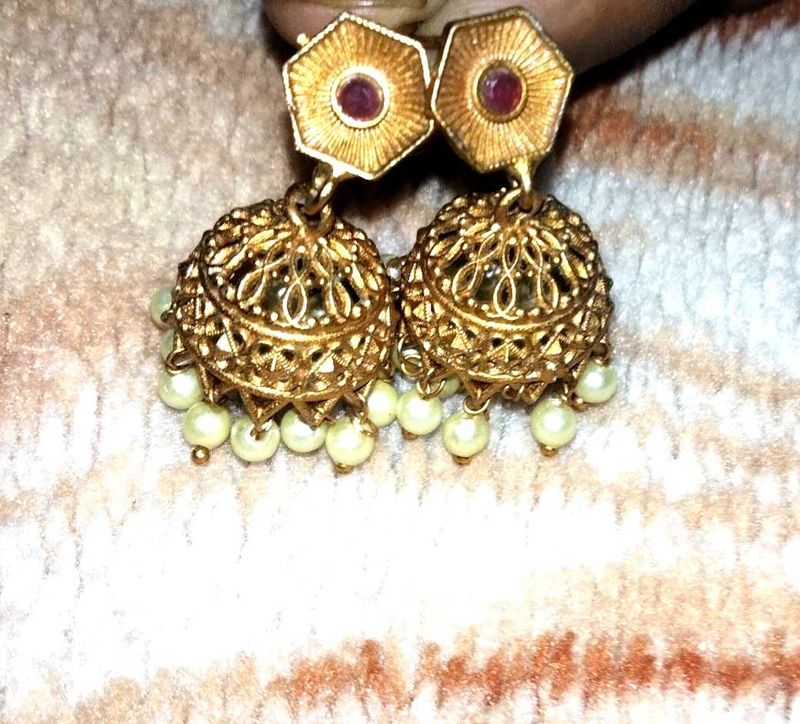 Golden Jhumka Earrings