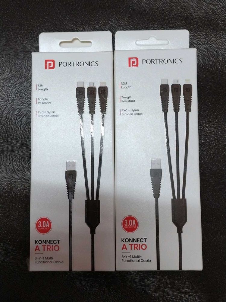 Portronics 3in1 Usb Cable Konnect 2pc