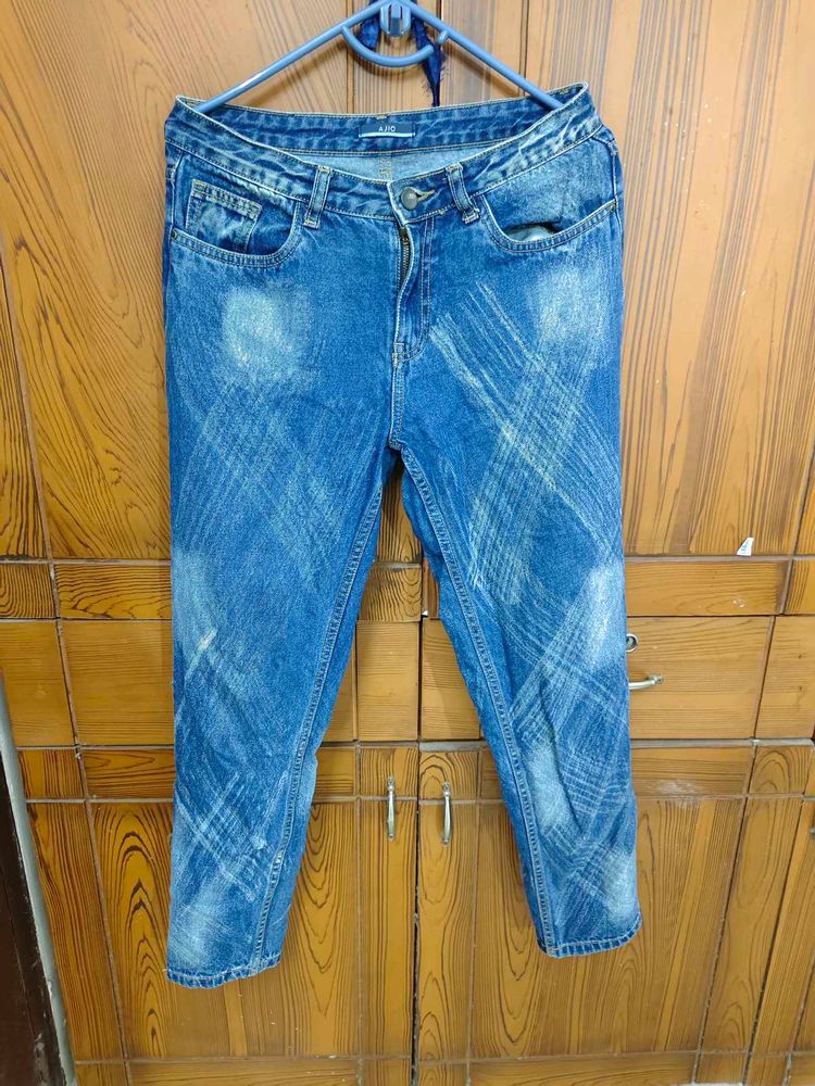 Patterned Denim Jeans