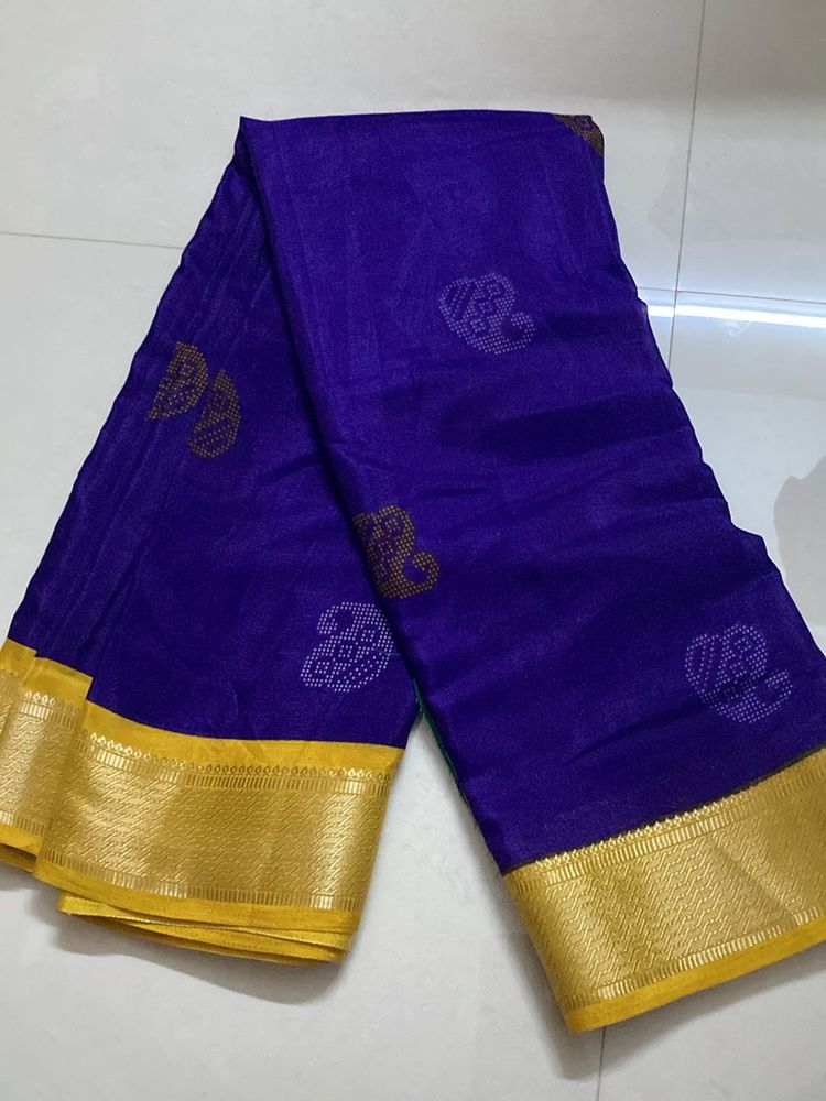 Brinjal Purple And Yellow Joint Saree For Grabs