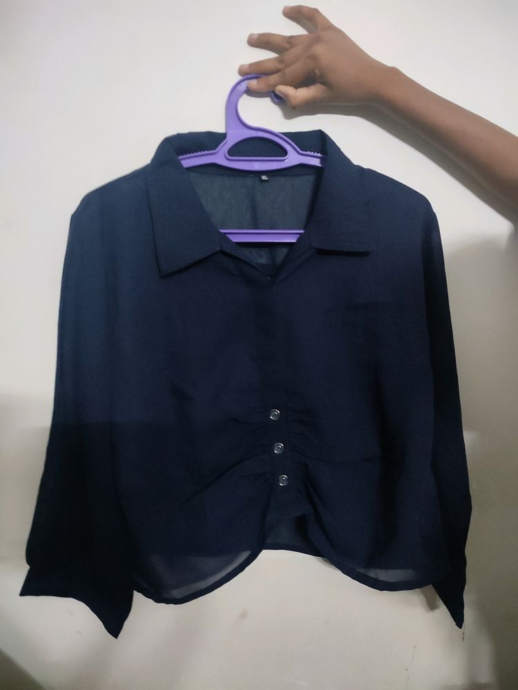 Navy Blue Crop Top
