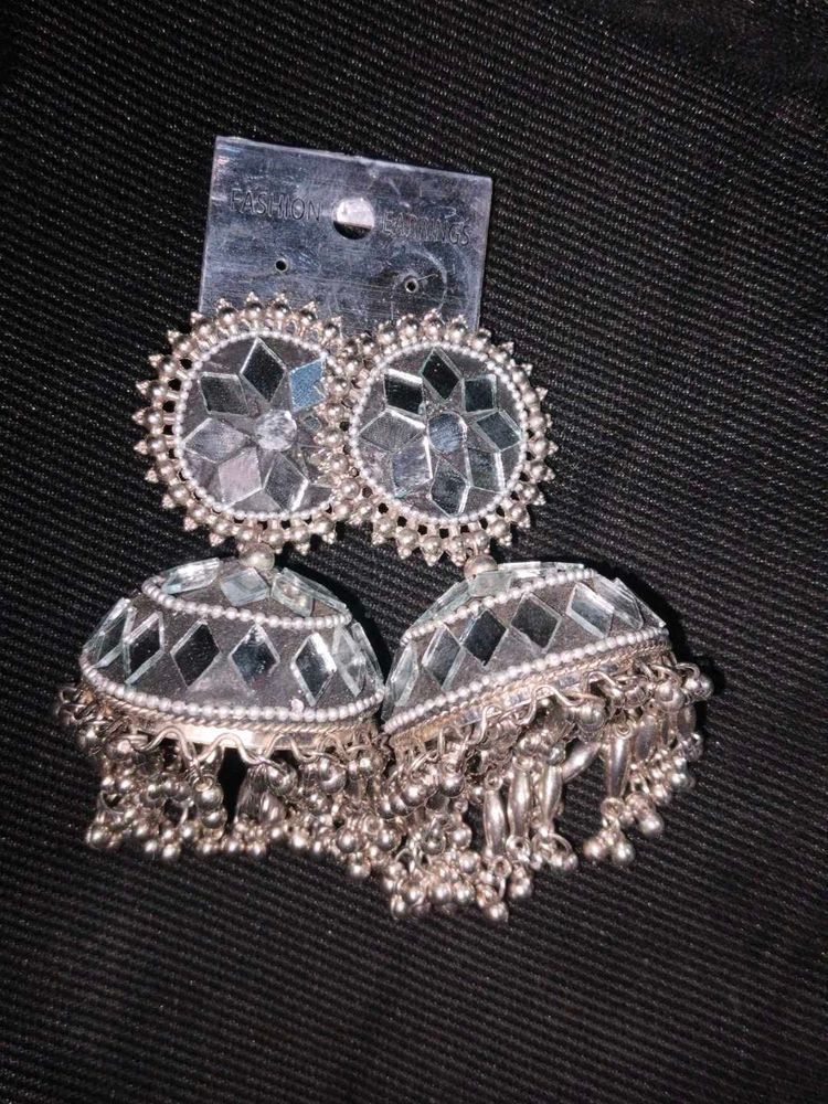 Mirror Jhumka Earrings