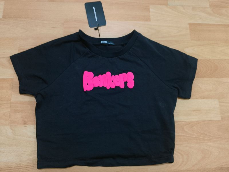 Black Puffed Signature Baby Tee