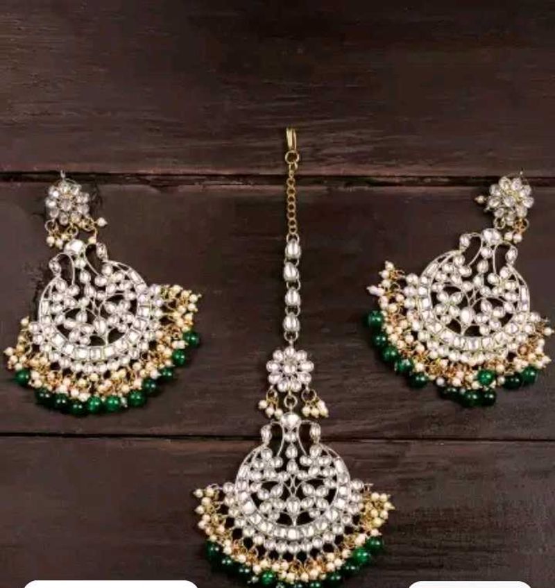 Zaveri Pearls Gold Toned &amp; Green Set of Earrings