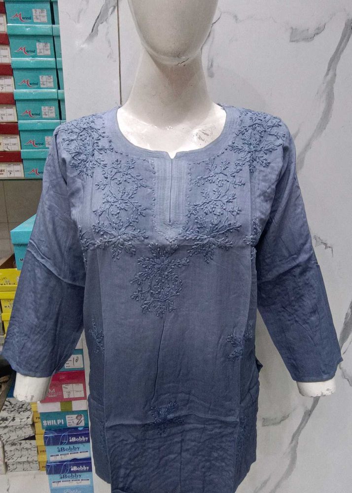 Lakhnavi Hand Embroidery Short Kurti