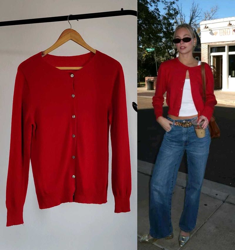Red Cardigan Sweater