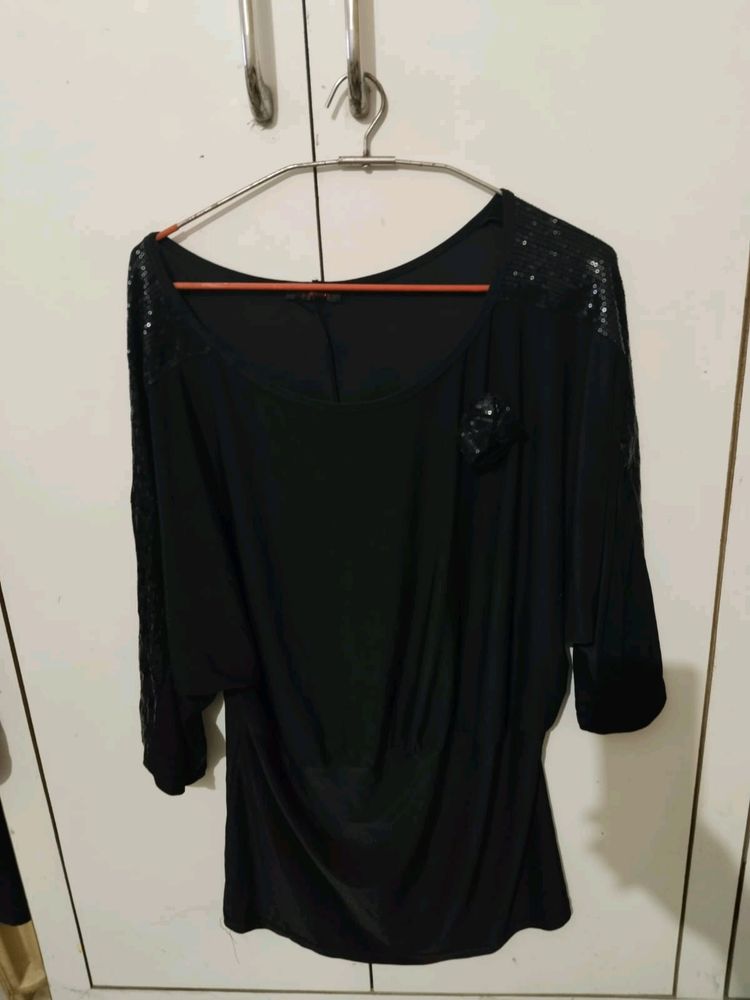 Black Top With Sequence Work On Arm