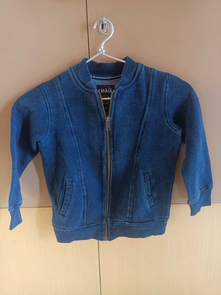 Branded Boy's Denim Jacket with Zip