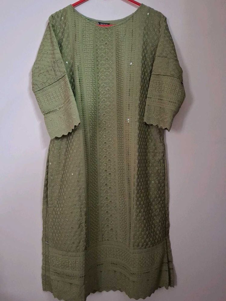 Sea Green And Brick Red Kurtas
