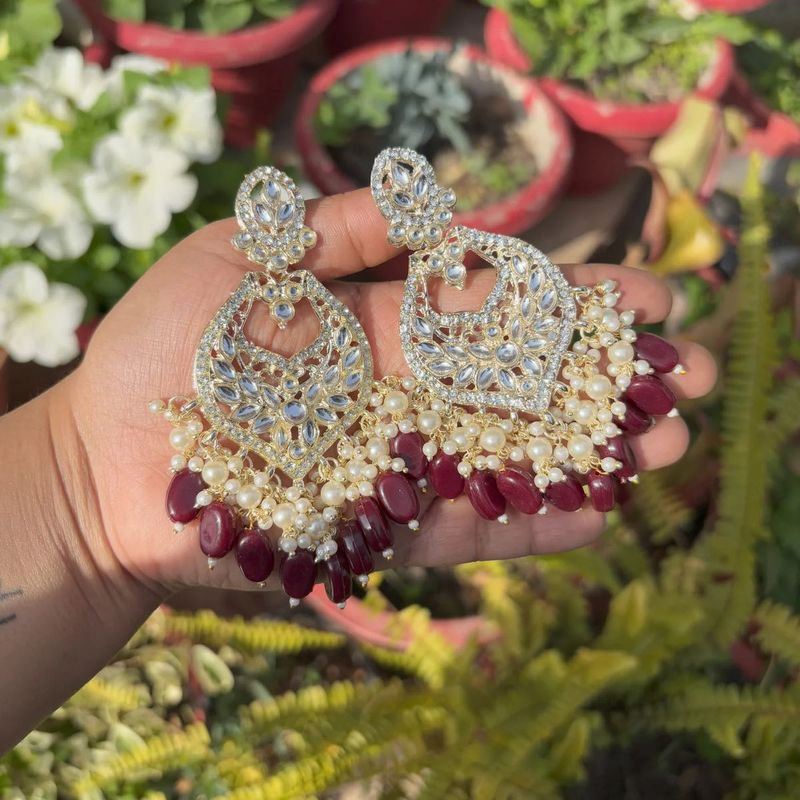 Maroon Ethnic Earrings