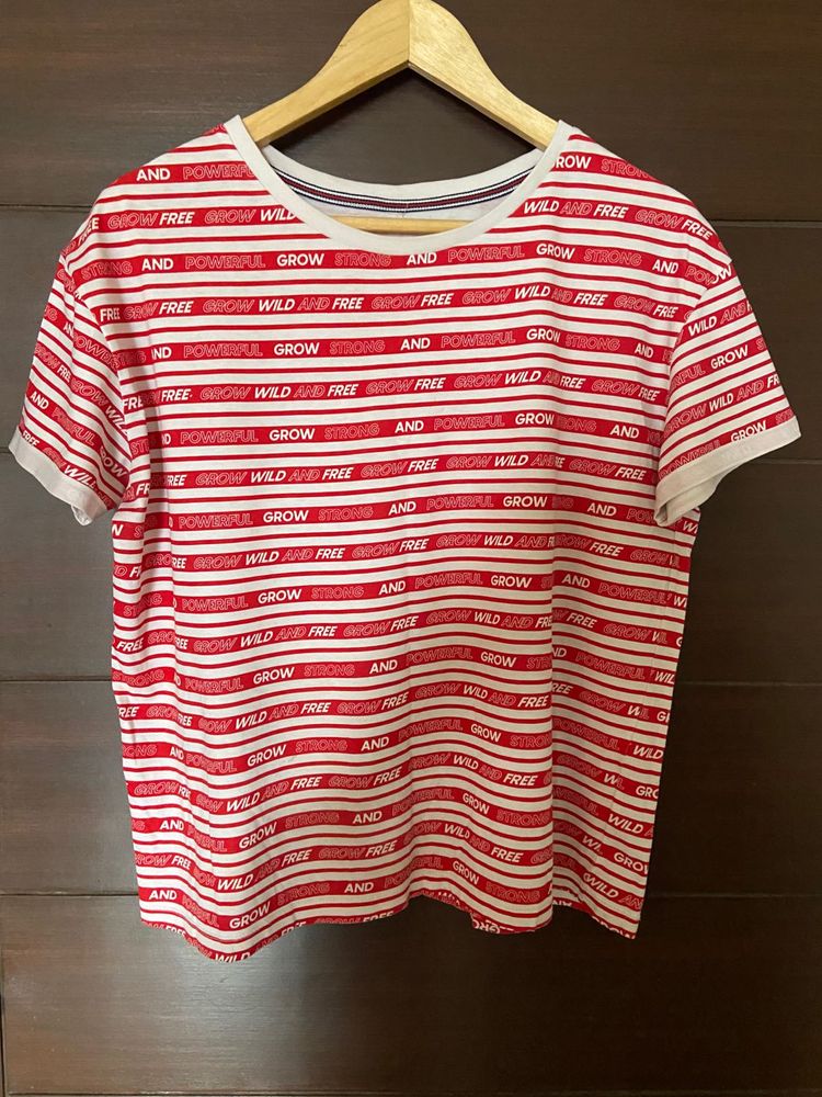 Set of 5 Graphic Print Striped Tee