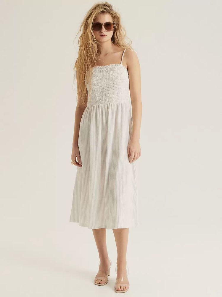 H&amp;m White Smoked Dress