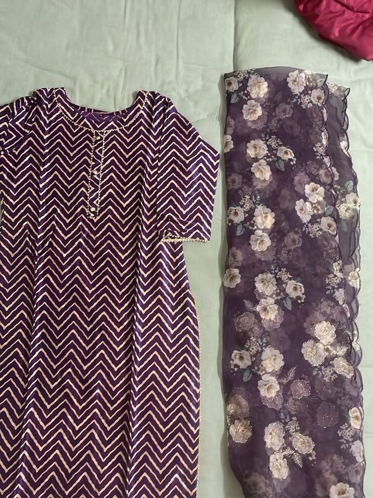 Purple Gajji Kurta  Set