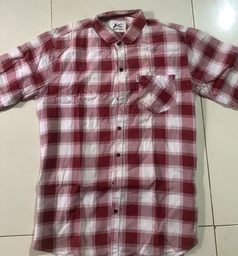 Rusty Red &amp; White Plaid Shirt - Men&#39;s Size L
