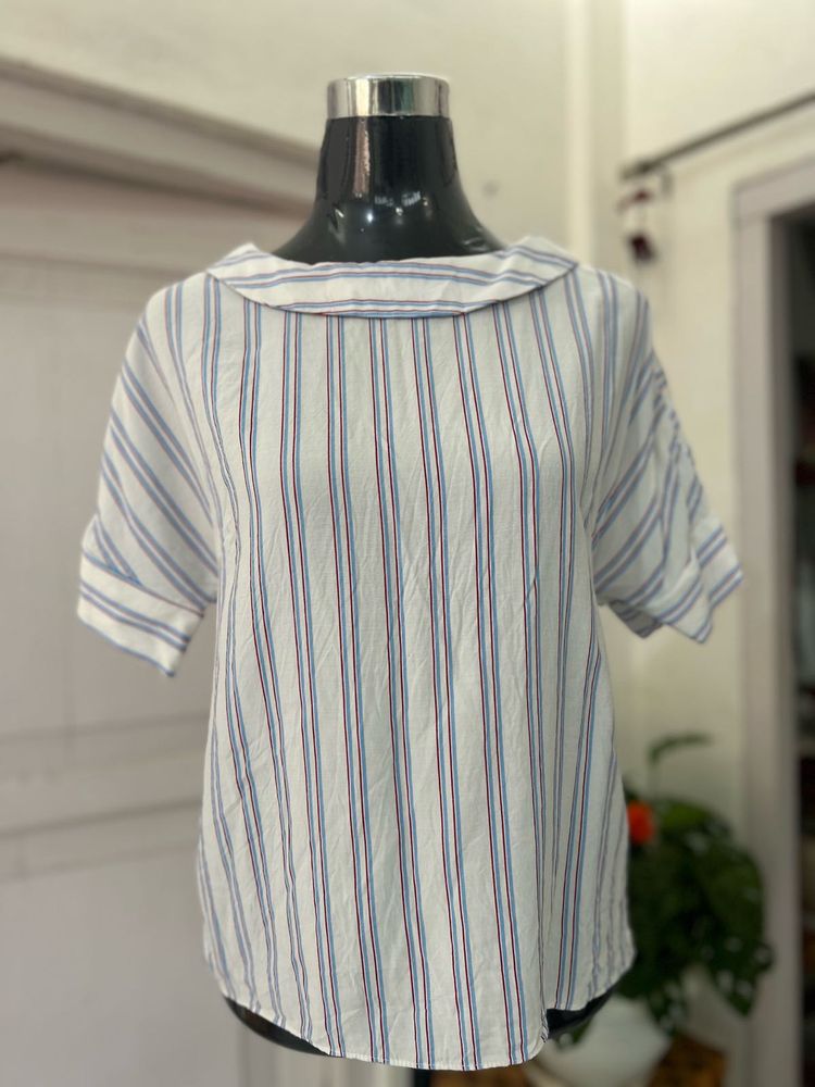 Striped Blouse with Collar