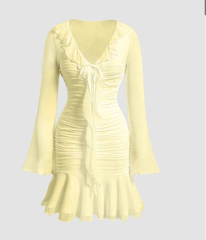 Yellow Ruffle Mini Dress