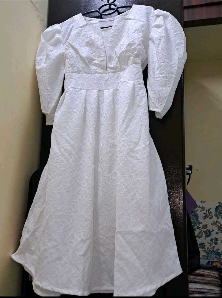 White Puff Sleeve Dress