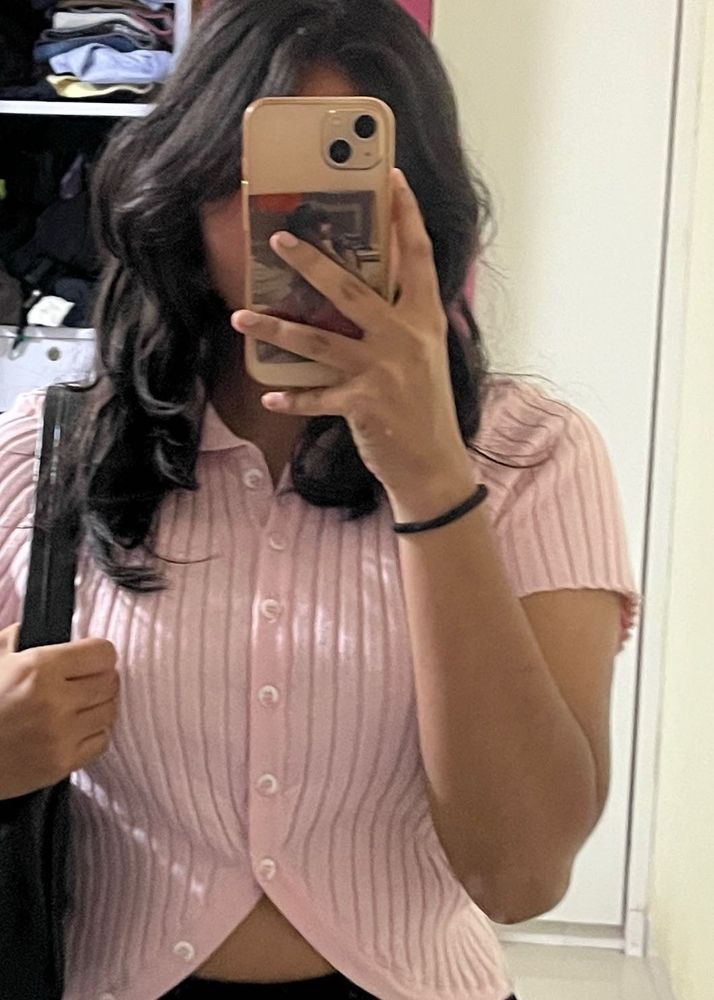 Crop Top In Baby Pink Colour