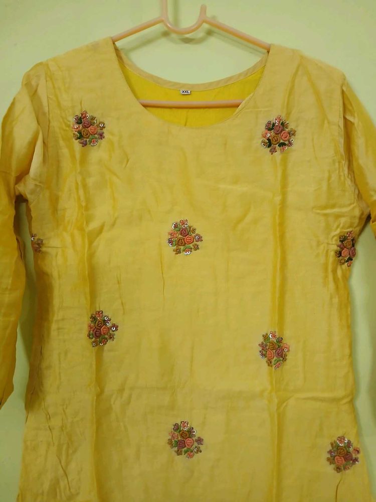 Embroidered Yellow Kurta