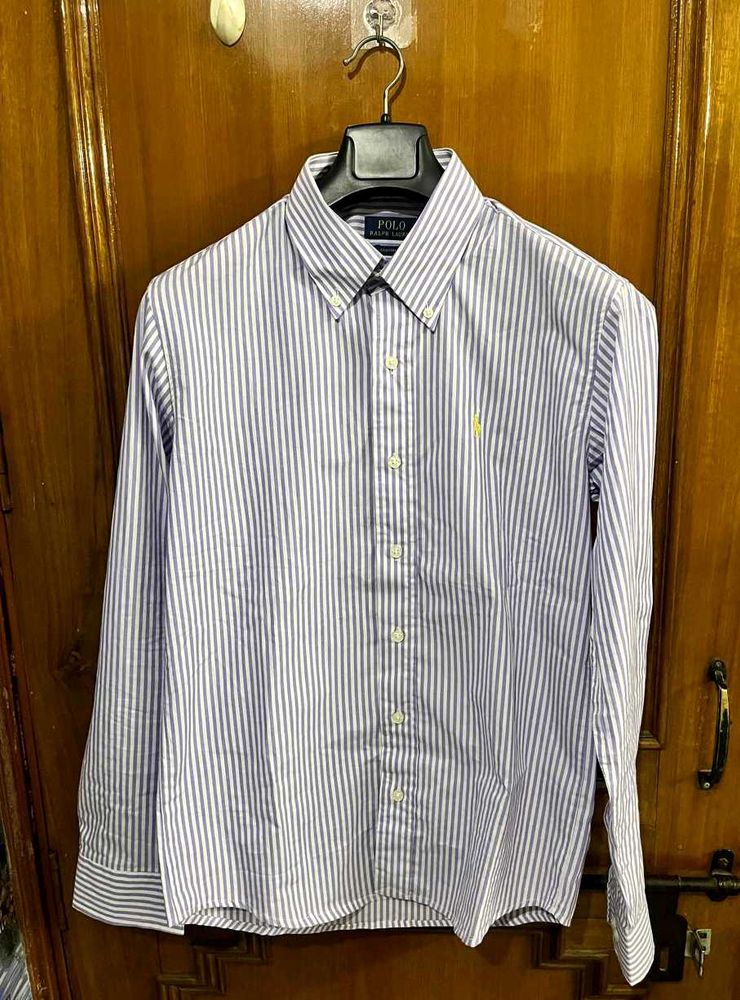 POLO RALPH LAUREN PURPLE VERTICAL STRIPES SHIRT