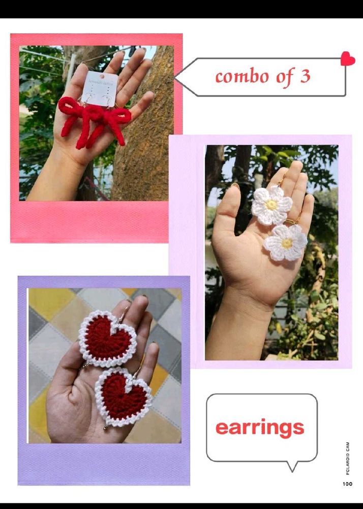 crochet Earrings Combo of 3 🎀✨