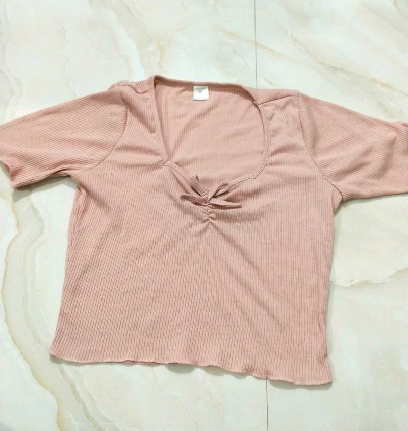 Peach Ribbed Top
