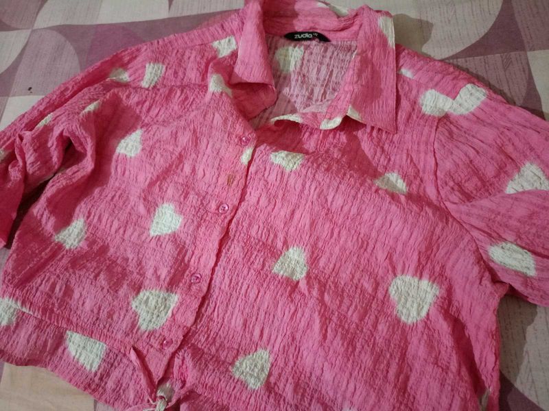 Cute Pink Heart Print Top