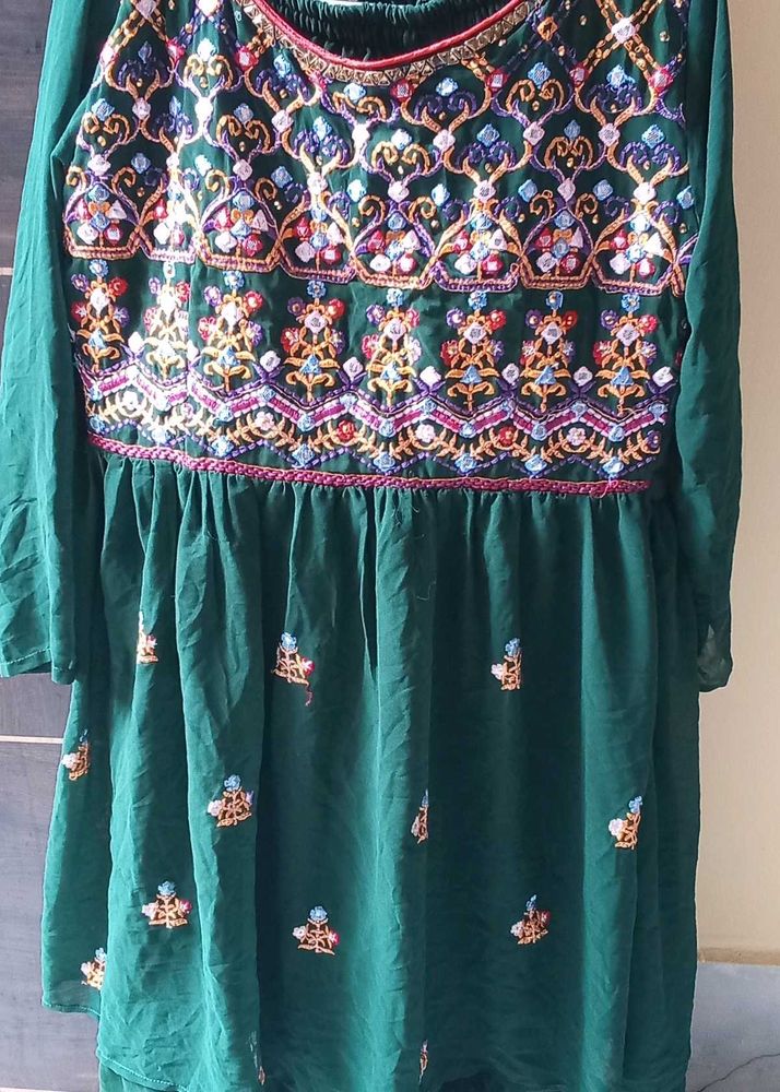 Embroidered Green Dress